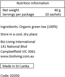 Organic green tea (100%)