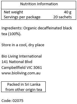 Organic decaffeinated black tea (100%) 