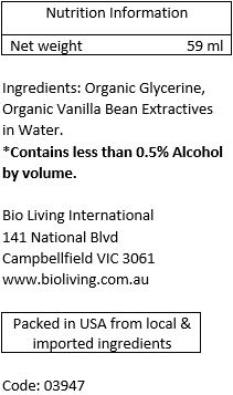 Organic glycerine, organic vanilla bean, extractives in water.