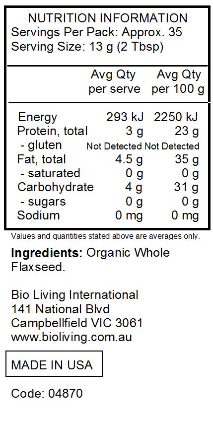 Organic Whole Flaxseed.
