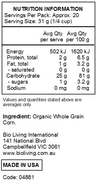 Organic Whole Grain Corn.