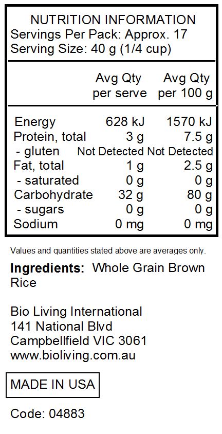Whole Grain Brown Rice.

