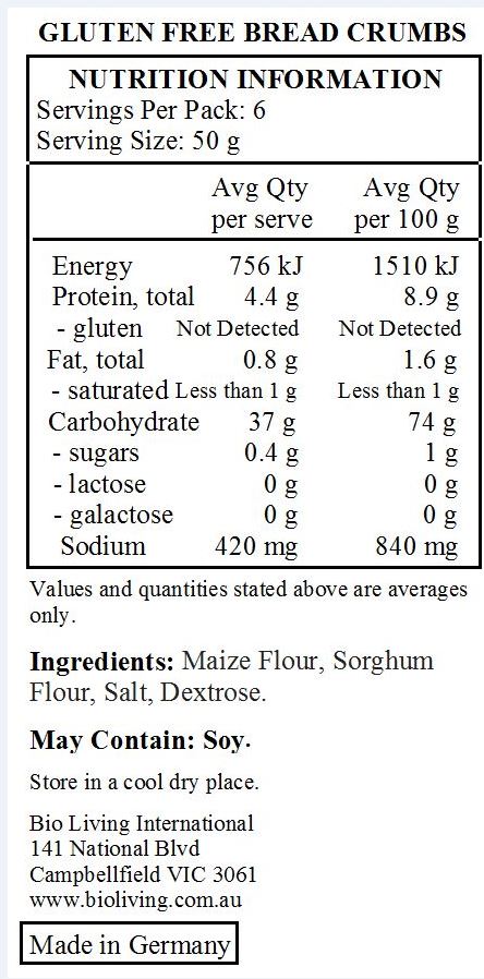 Maize Flour, Sorghum Flour, Salt, Dextrose.
May Contain: Soy