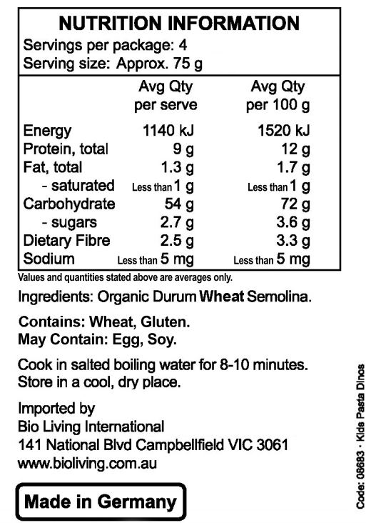Organic durum wheat semolina
