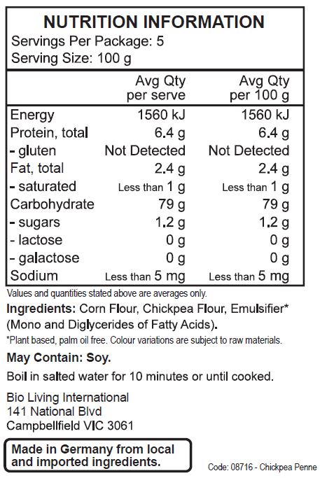 Corn flour, Chickpea flour, emulsifier: mono- and diglycerides of fatty acids