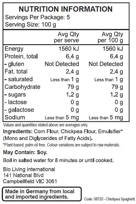 Corn flour, Chickpea flour, emulsifier: mono- and diglycerides of fatty acids