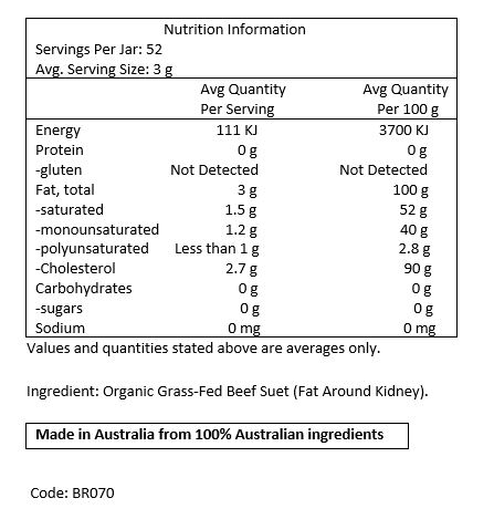 100% Organic Rendered Beef Suet.