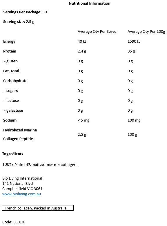 100% Naticol® Natural Marine Collagen. 