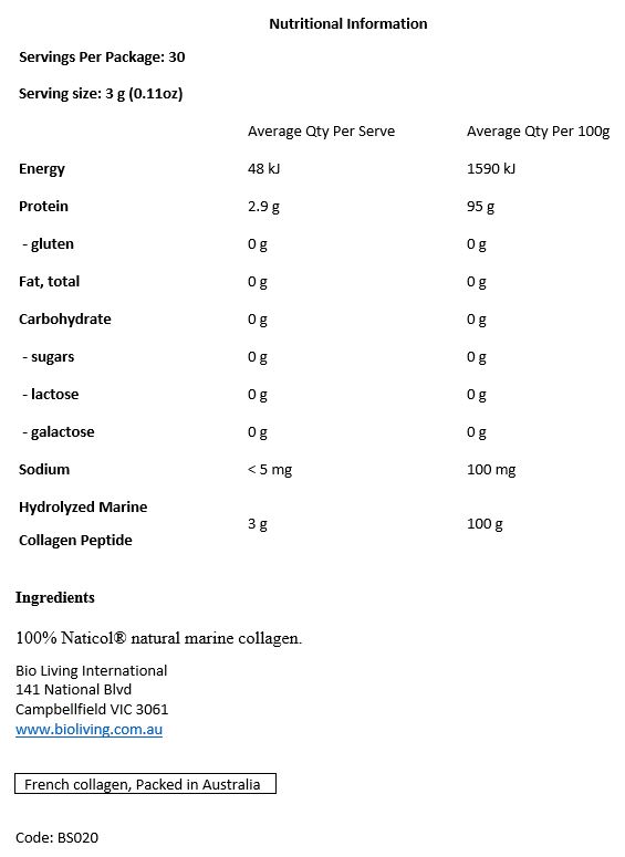100% Naticol® Natural Marine Collagen. 