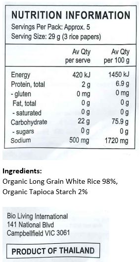 Organic Long Grain White Rice 98%, Organic Tapioca Starch 2%.