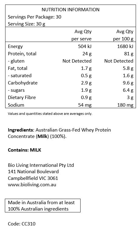 100% Australian Grass-fed Hydrolysed Bovine Collagen Peptides.
Servings per pack: 30
Serving size: 15g
Protein per serve: 14.4