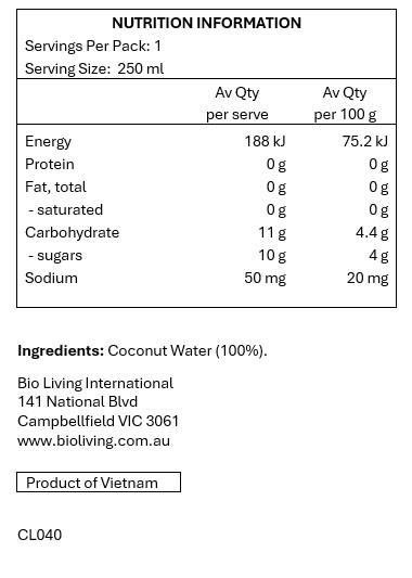 100% Pure Coconut Water.