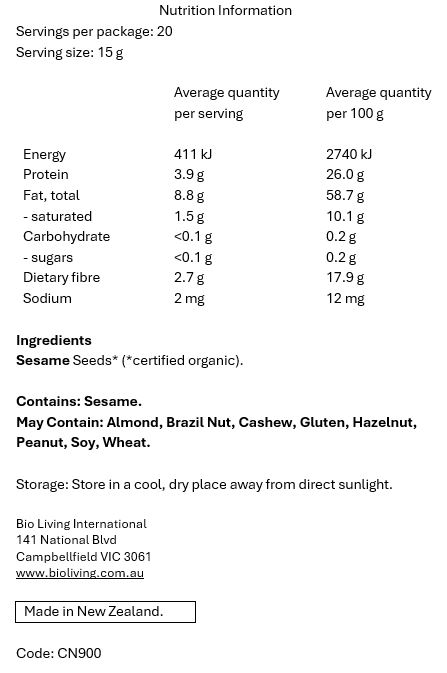 Sesame Seeds* (*certified organic).