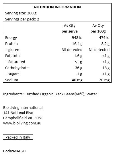 Organic Black Beans (60%), water
