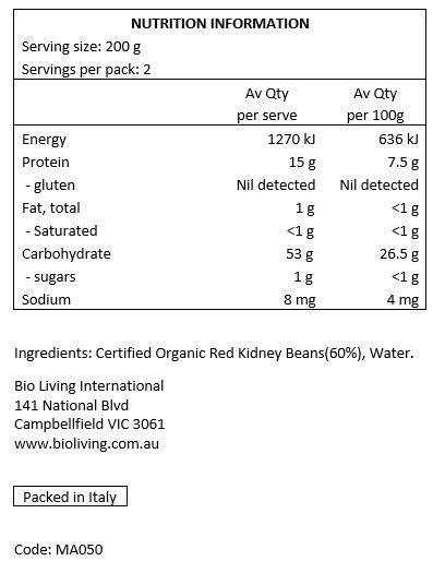Organic Red Kidney Beans (60%), water