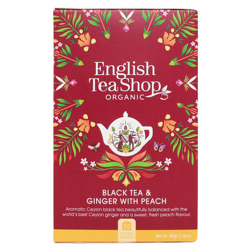 Organic Black Tea & Ginger with Peach Teabags 6x20pc