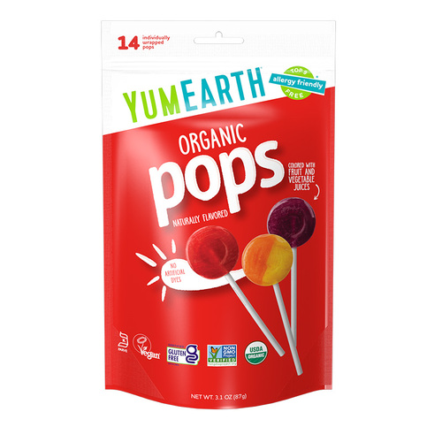 Organic Lollipops Bags Assorted Fruit 6x87g/14 lollipops per bag