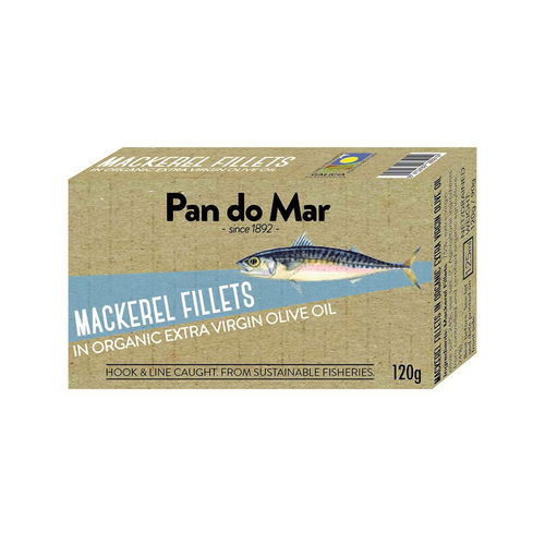 Mackerel Fillets in Organic Olive Oil 120g