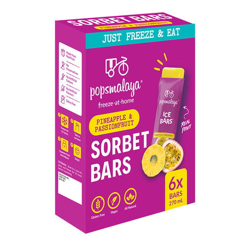 Freeze-at-Home Sorbet Bars - Pineapple & Passionfruit 6x45ml
